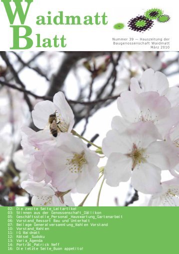 Waidmattblatt Nr. 39 (MÃ¤rz 2010) - Baugenossenschaft Waidmatt