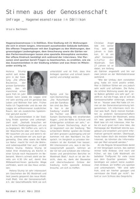 Waidmattblatt Nr. 39 (MÃ¤rz 2010) - Baugenossenschaft Waidmatt