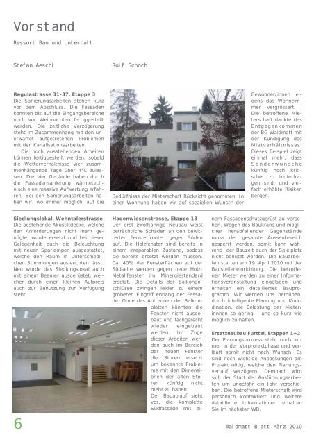 Waidmattblatt Nr. 39 (MÃ¤rz 2010) - Baugenossenschaft Waidmatt