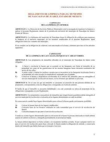 REGLAMENTO DE LIMPIEZA - Transparencia Naucalpan
