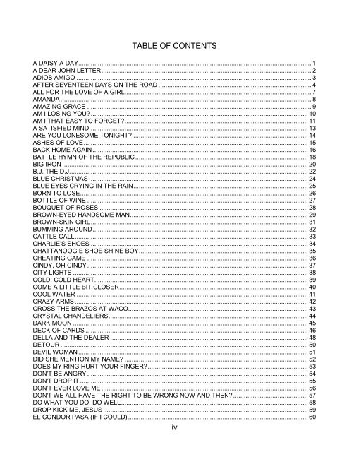 Country Music Lyrics Volume 1 with Chords - Foundationwebsite.org