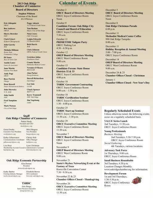 Fourth Quarter 2012 - Oak Ridge Chamber of Commerce