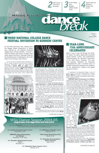 Dance Break - Department of Dance - Wayne State University