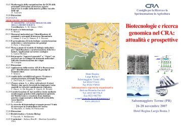 Biotecnologie e ricerca genomica nel CRA: attualitÃ  e prospettive