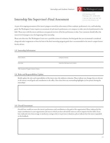 Final Assessment Form - The Washington Center