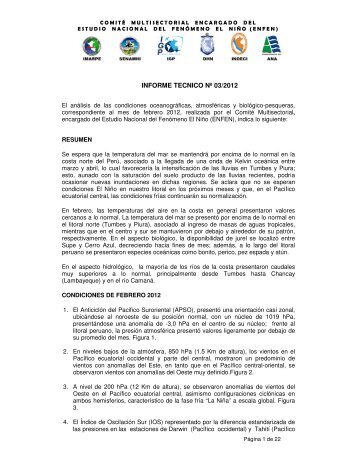 Informe TÃ©cnico ENFEN, febrero - 2012 - Imarpe