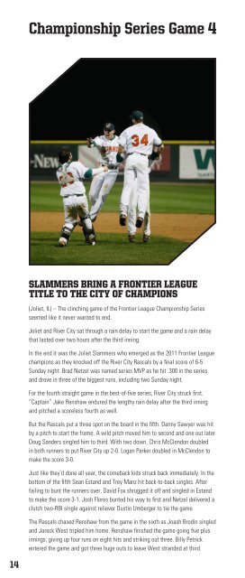 2012 Joliet Slammers Media Guide
