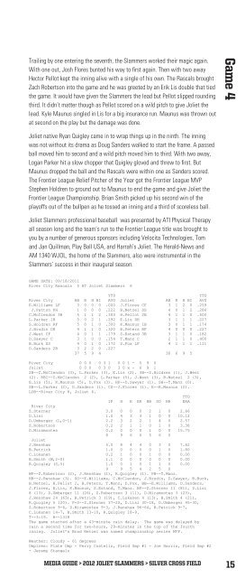 2012 Joliet Slammers Media Guide