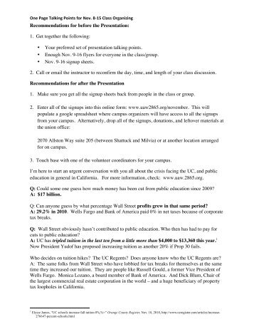 Berkeley Sample Talking Points for Class Presentations - UAW 2865