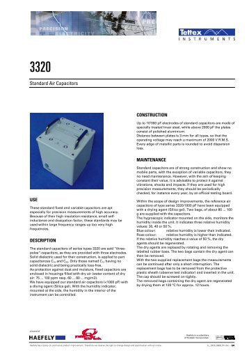 Standard Air Capacitors - Haefely Test AG