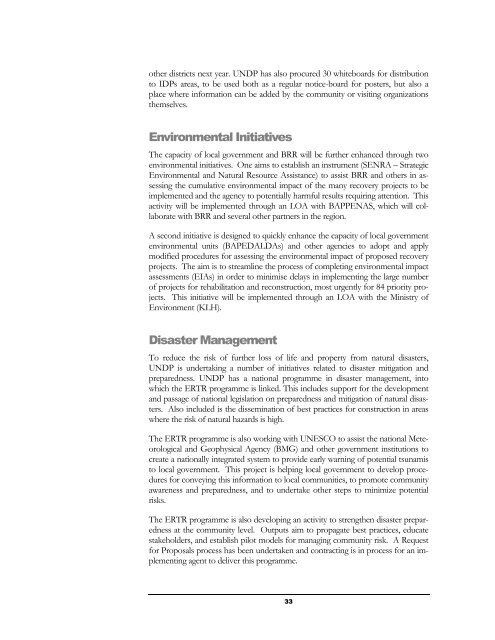 Aceh Emergency Response and Transitional Recovery ... - UNDP