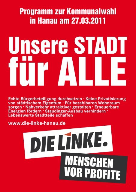 Kommunalwahlprogramm 2011 - DIE LINKE. Hanau