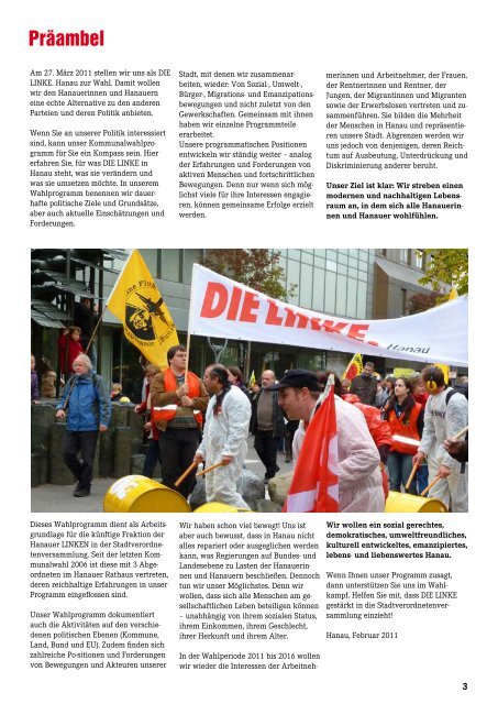 Kommunalwahlprogramm 2011 - DIE LINKE. Hanau