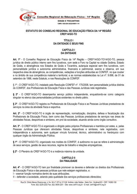 CONSELHO REGIONAL DE EDUCAÃ‡ÃƒO FÃ SICA  - CREF-14/GO-TO