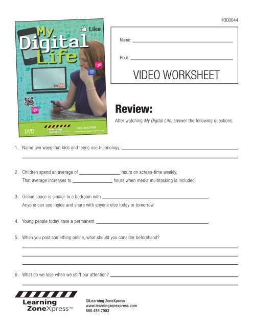 VIDEO WORKSHEET - Learning Zone Express