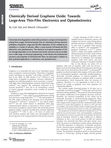 Chemically Derived Graphene Oxide - Nano-materials and Devices ...