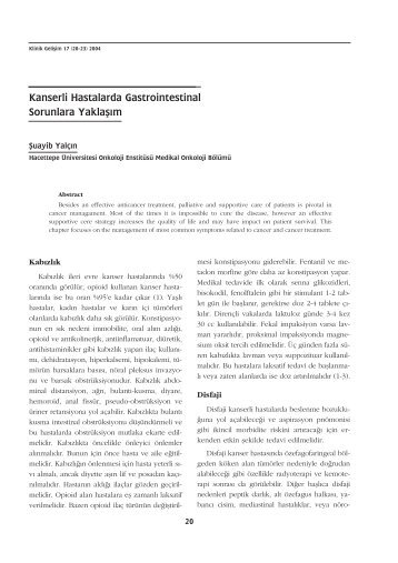 Kanserli Hastalarda Gastrointestinal Sorunlara Yaklaflâºm