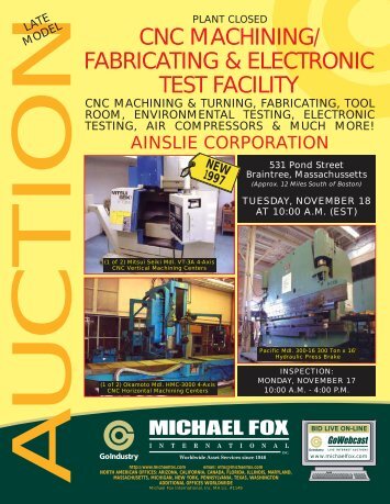 CNC MACHINING/ FABRICATING & ELECTRONIC TEST FACILITY