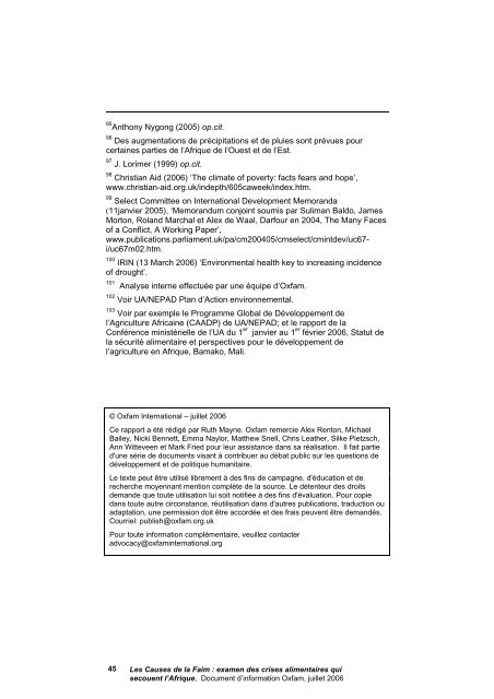 Les Causes de la Faim : examen des crises alimentaires qui ...