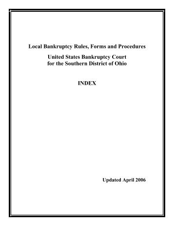 Local Bankruptcy Rules, Forms and Procedures United States ...