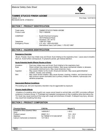 Tamms Stucco Finish (Adobe) MSDS - US - Euclid Chemical Co