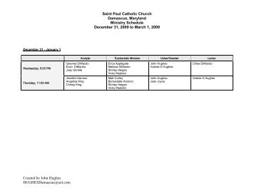 Saint Paul Catholic Church Damascus, Maryland Ministry Schedule ...