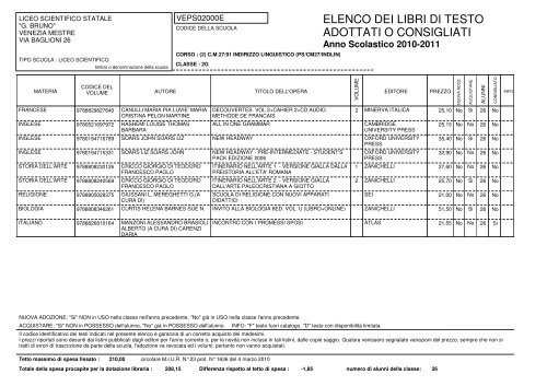 elenco dei libri di testo adottati o consigliati - Liceo Scientifico ...