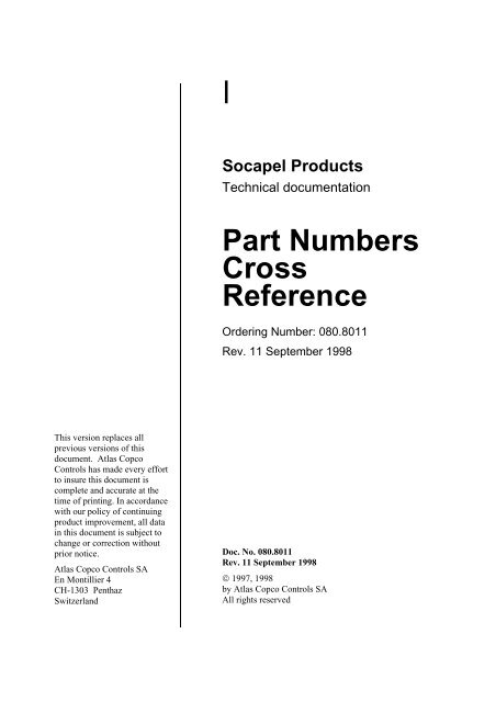 Encoder Cross Reference Chart