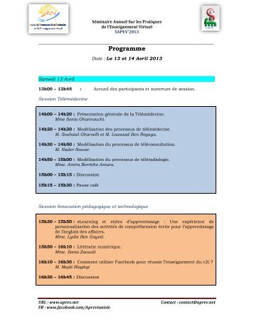 Programme - Portail des annonces scientifiques