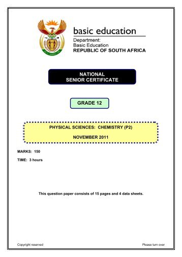 Grade 12 Physical Science November 2011 Paper 2