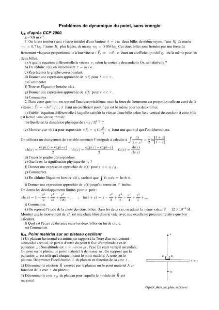 ProblÃ¨mes de dynamique, sans Ã©nergie