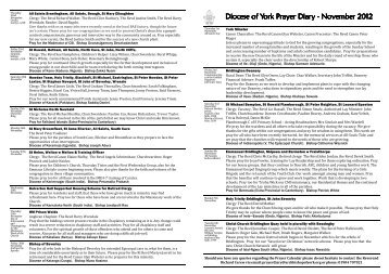 Prayer Diary November 2012 - Diocese of York