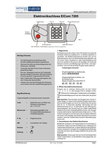 CAWI 7205 D (Ausgabe 2002) - Tresor