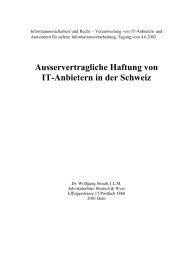 Ausservertragliche Haftung von IT-Anbietern in der Schweiz - ISSS