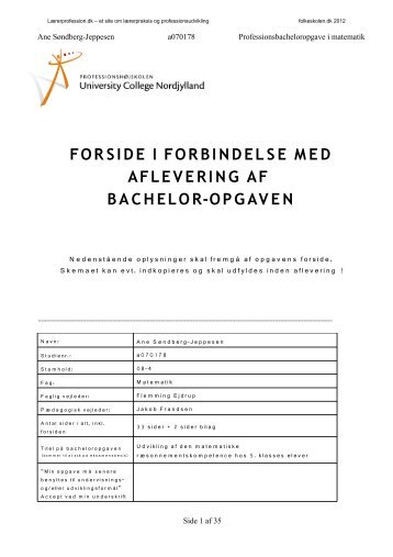 FORSIDE I FORBINDELSE MED AFLEVERING AF ... - Folkeskolen