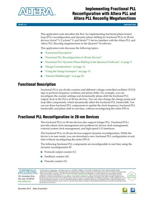 Implementing Fractional PLL Reconfiguration with ALTERA_PLL and