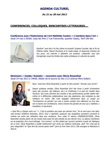 AGENDA CULTUREL - LycÃ©e Lyautey