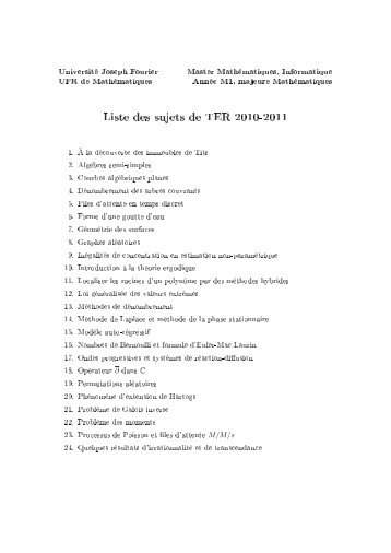 Liste des sujets de TER 2010-2011