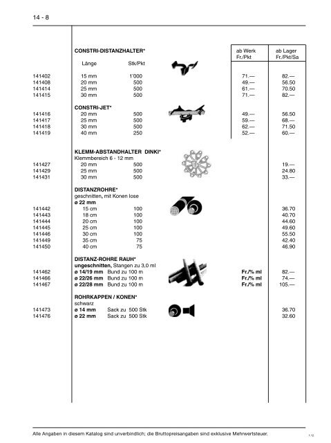 Preisliste 14 - Baustoffe Einsiedeln AG