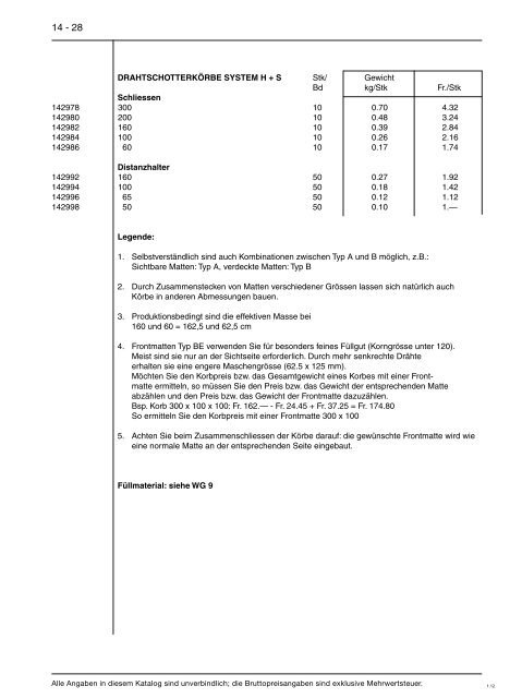 Preisliste 14 - Baustoffe Einsiedeln AG