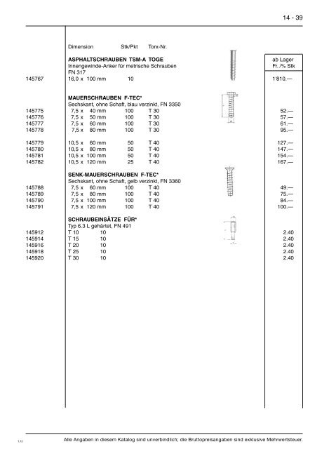 Preisliste 14 - Baustoffe Einsiedeln AG