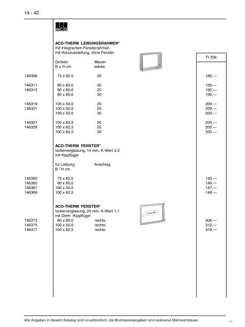 Preisliste 14 - Baustoffe Einsiedeln AG