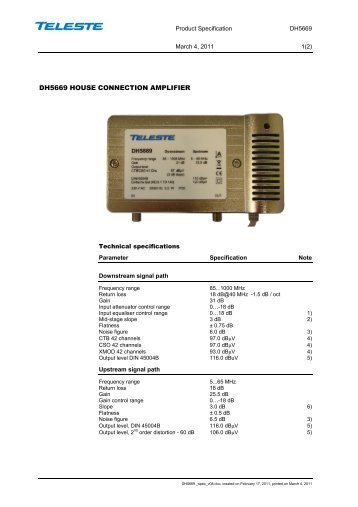 Product specification - H+E Dresel