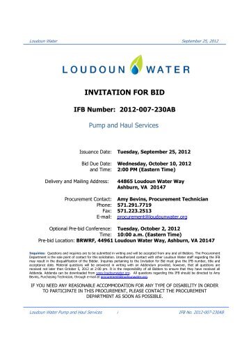 View Bid - Loudoun Water