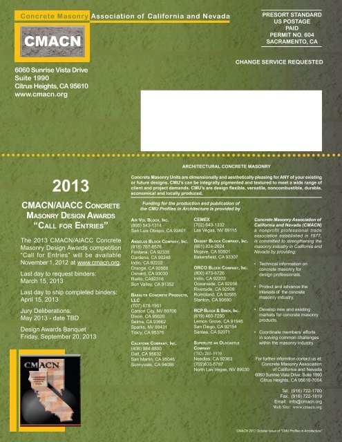 CMU_Profiles_October.. - Concrete Masonry Association of ...