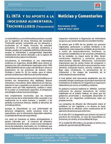 El INTA y su aporte a la inocuidad alimentaria Trichinellosis