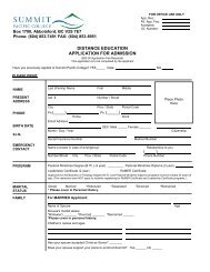 Application Form - Distance Education - Summit Pacific College