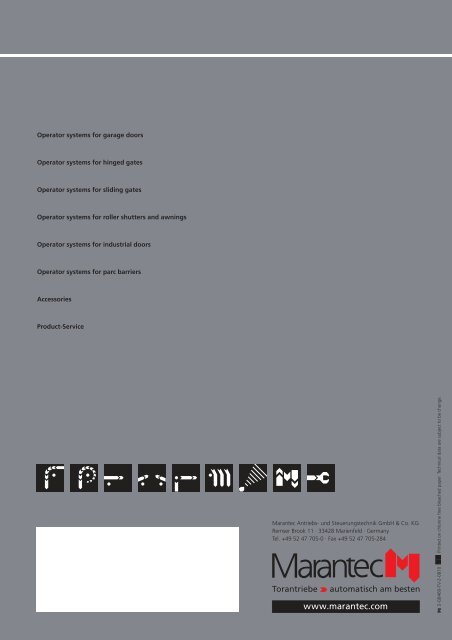 Operator systems for garage doors - Marantec Antriebs