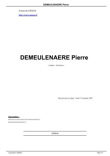 DEMEULENAERE Pierre - Copyright Â© GEMAS