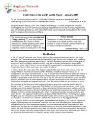 First Friday of the Month Call to Prayer - Anglican Network in Canada